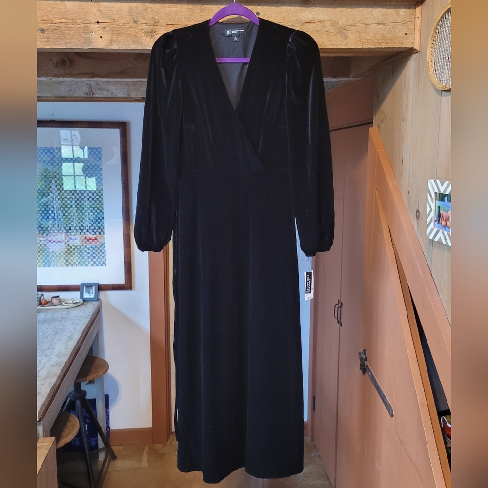 NWT Velour like Long Black Dress
